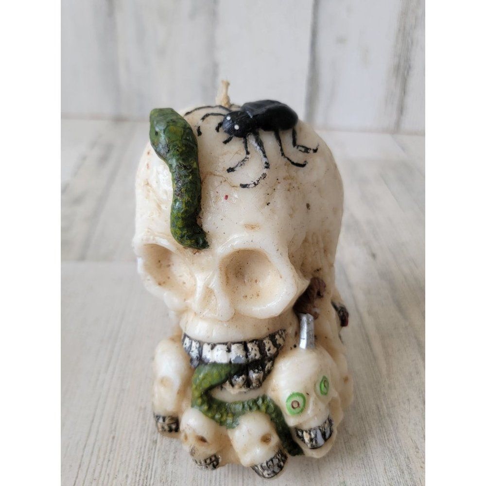 Halloween AS IS skull snake creepy‎ prop spider candle home decor
